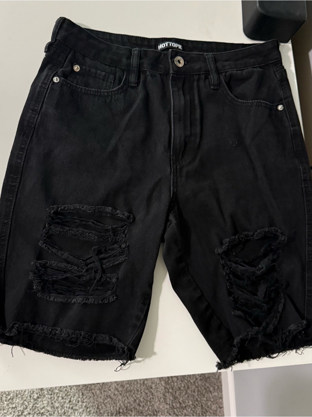 Hot Topic Black Distressed Women's Denim Shorts